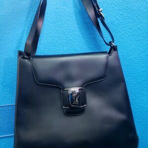 Nwt Salvatore Ferraagamo Black Calfskin Trifolio S Handbag $1990 Authentic